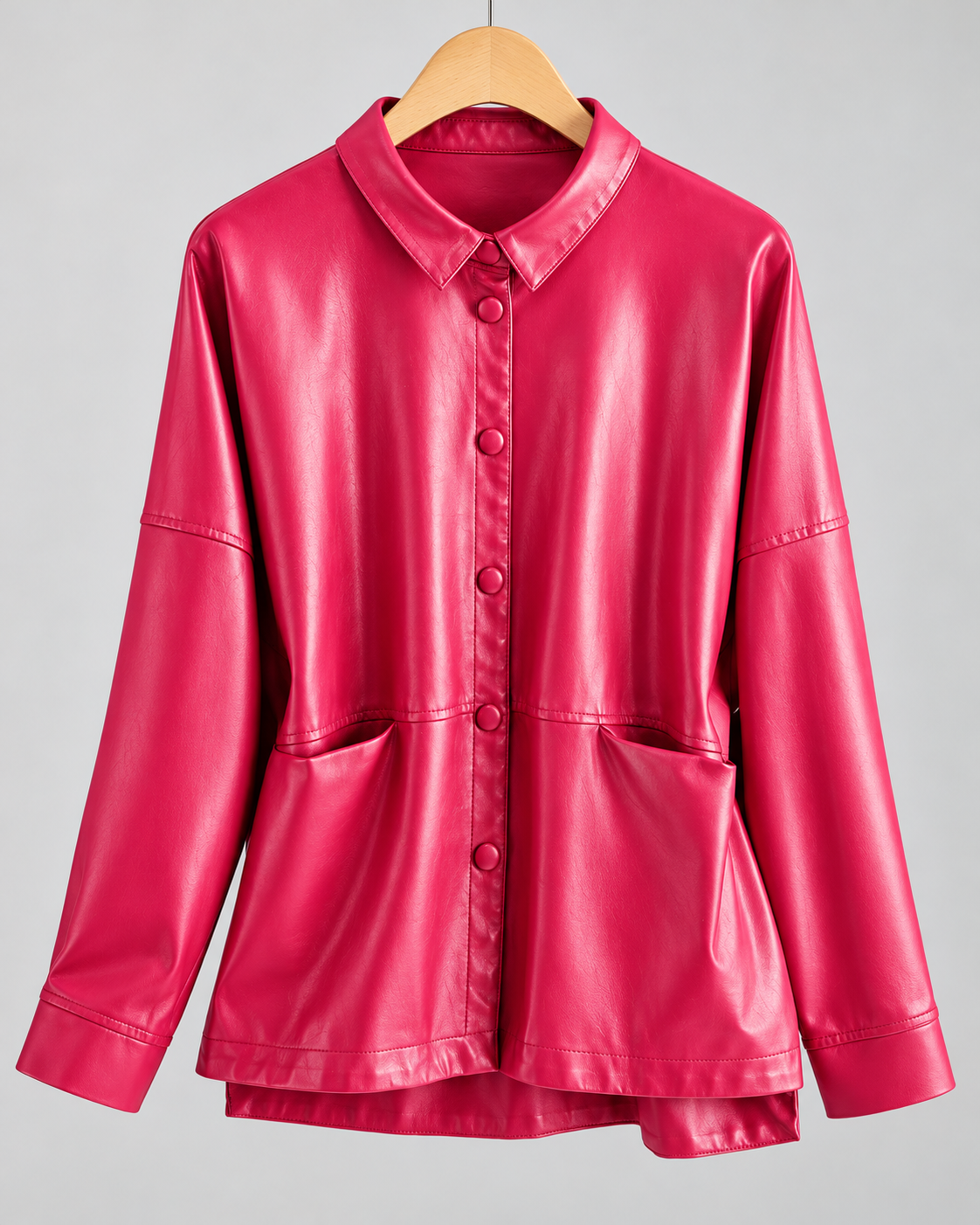 Amelia Genuine Leather Button-Up Jacket