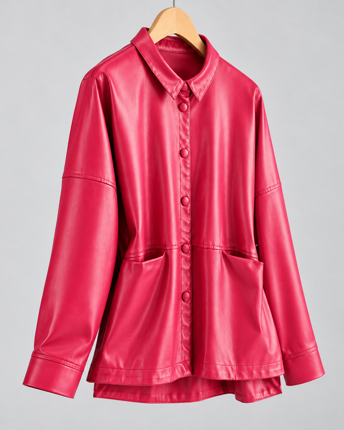 Amelia Genuine Leather Button-Up Jacket