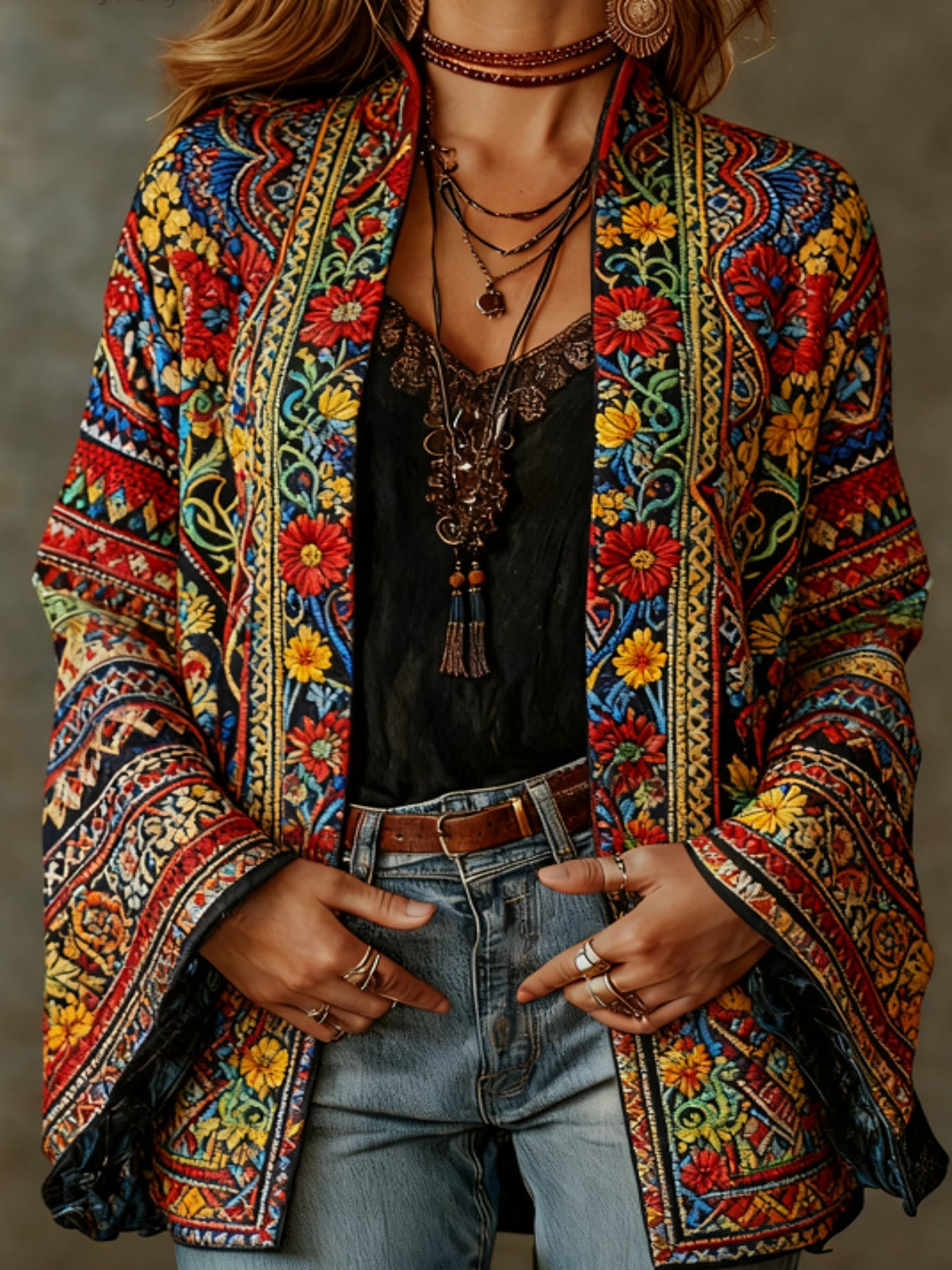 Darcy | Boho Embroidered Kimono Cardigan