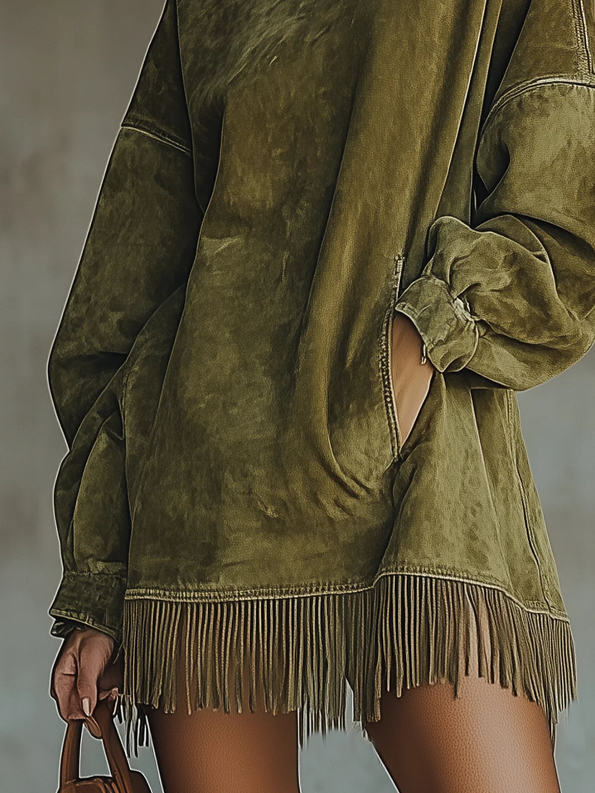 Lena Fringe Turtleneck Dress