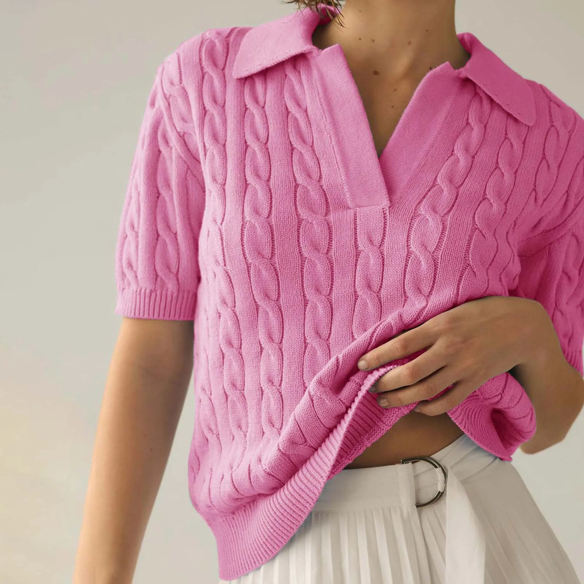 WHITNEY CABLE KNIT POLO