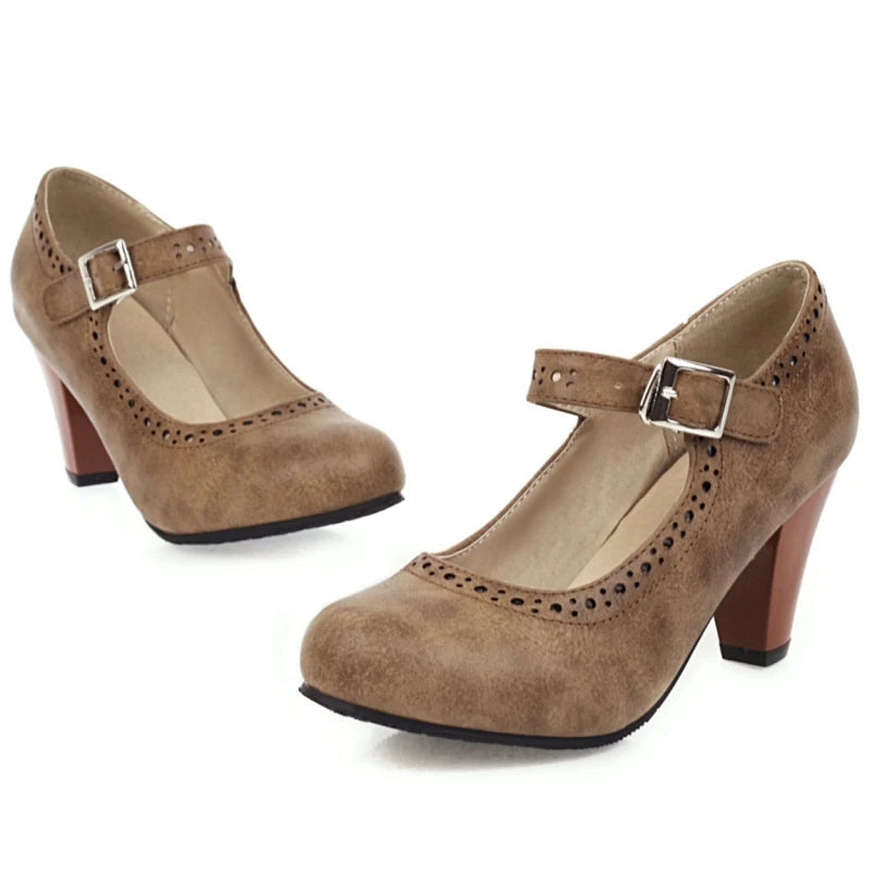Genevieve | Colourful Mary Jane Heels with Adjustable Strap