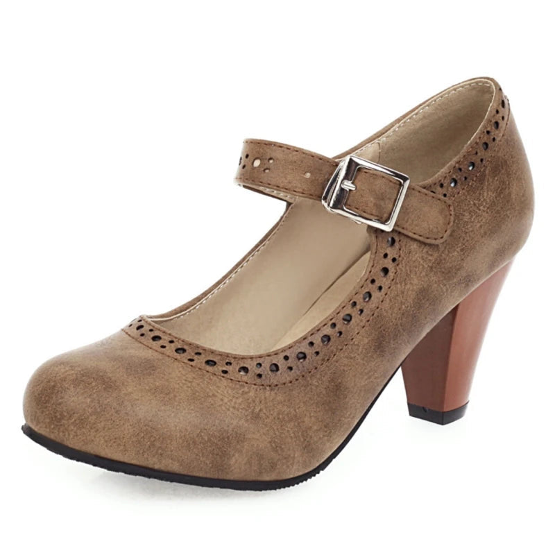 Genevieve | Colourful Mary Jane Heels with Adjustable Strap