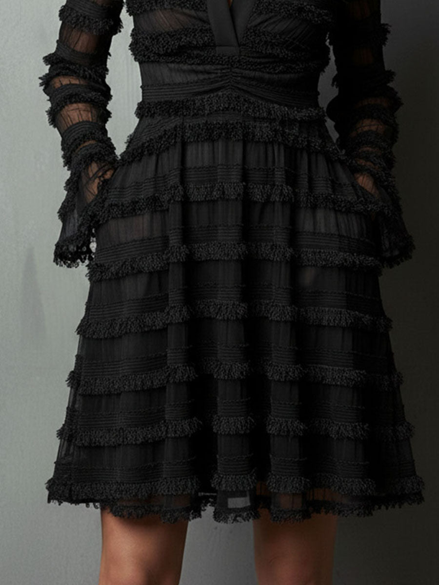 Maeve Textured Fringe Mini Dress
