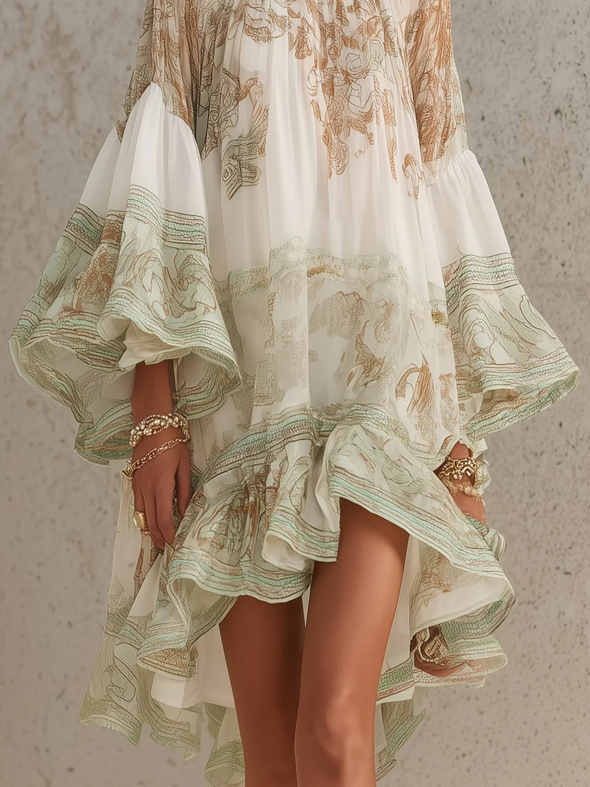 Rhea Flounce-Sleeve Mini Dress