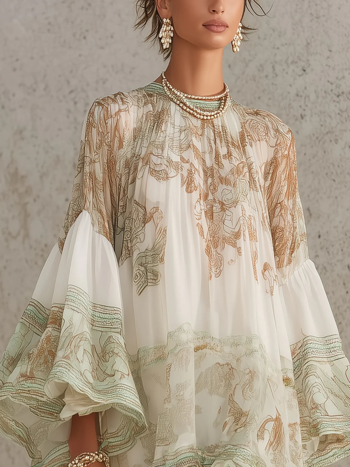 Rhea Flounce-Sleeve Mini Dress