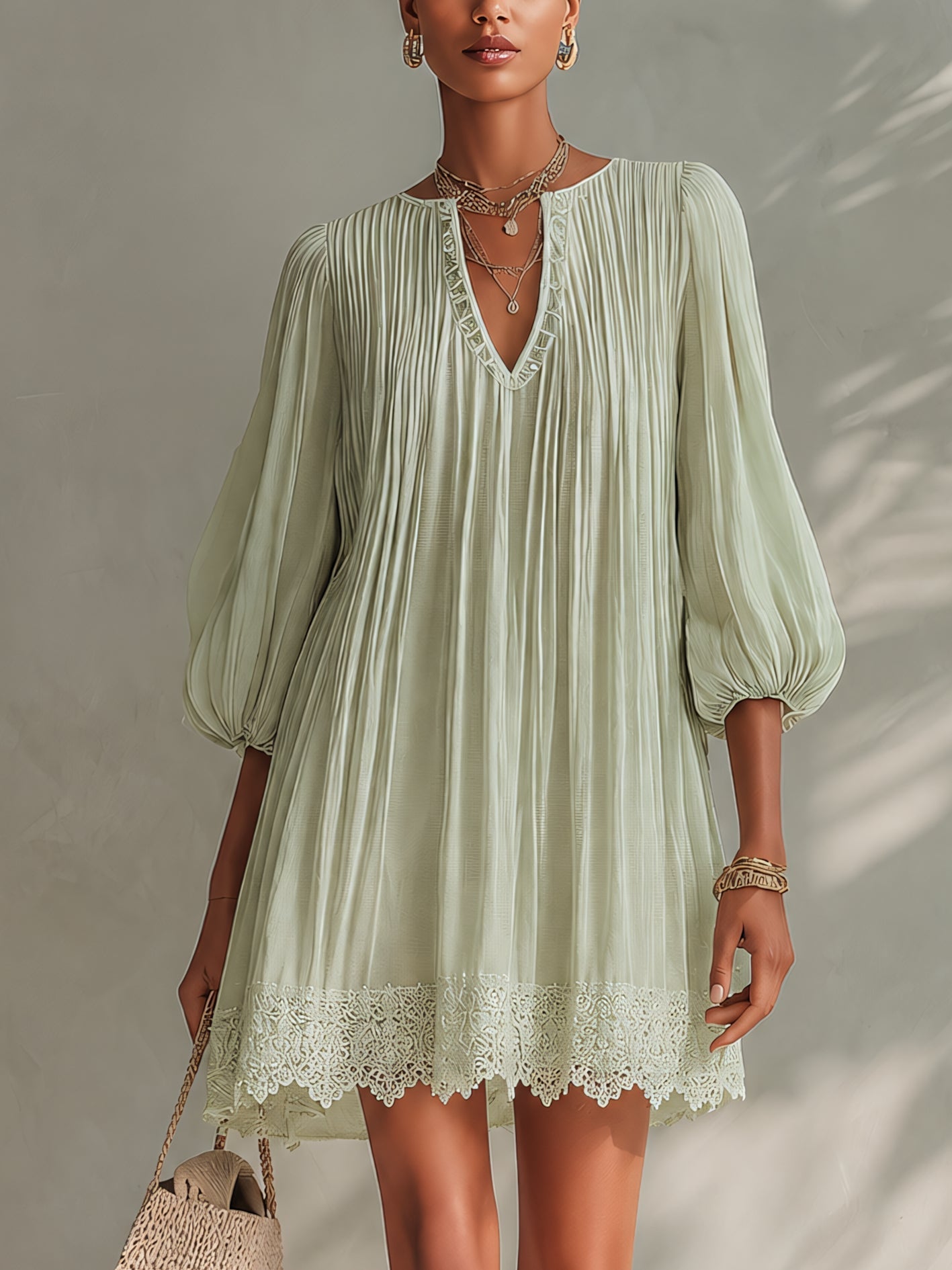 Kaia Lantern Sleeve Mini Dress