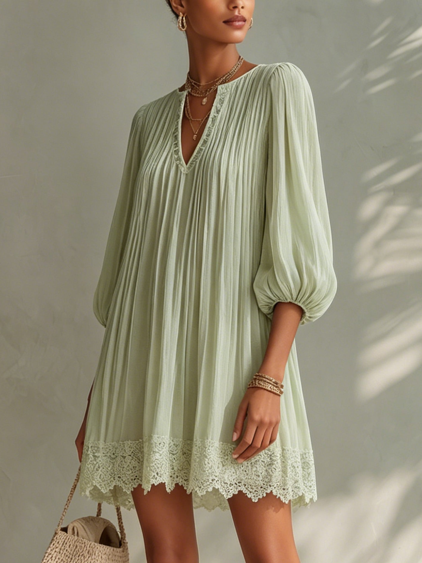 Kaia Lantern Sleeve Mini Dress