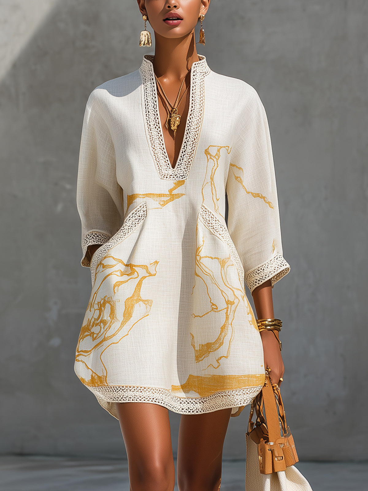 Mila Crochet-Trim Mini Dress