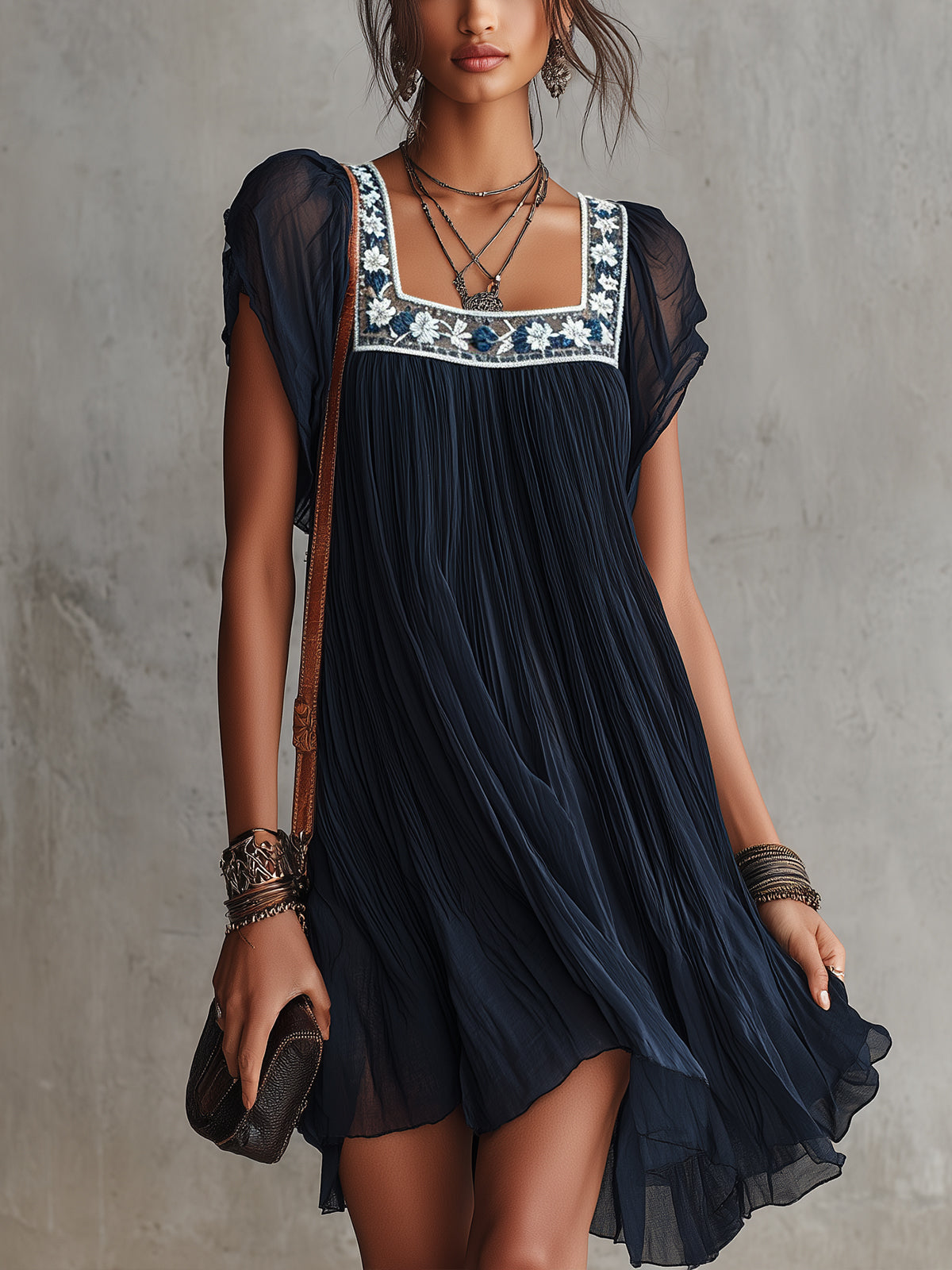Maeve Embroidered Mini Dress