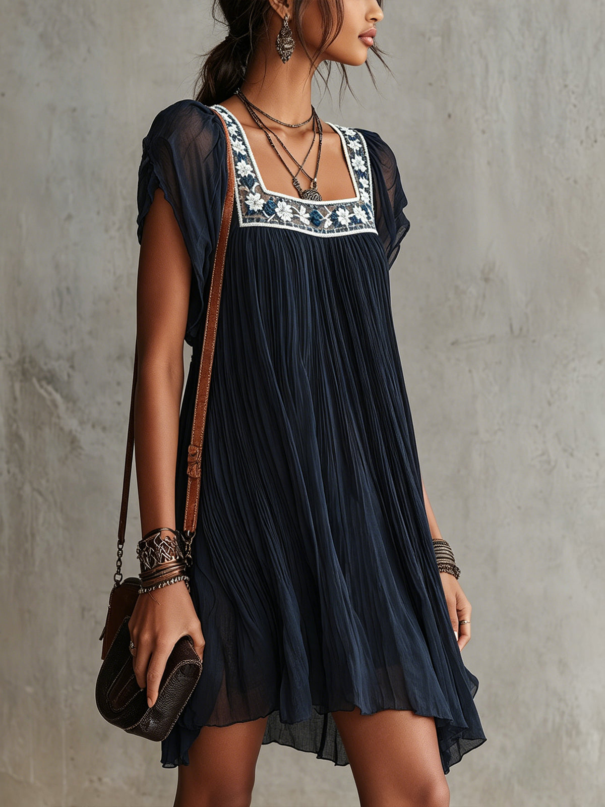 Maeve Embroidered Mini Dress