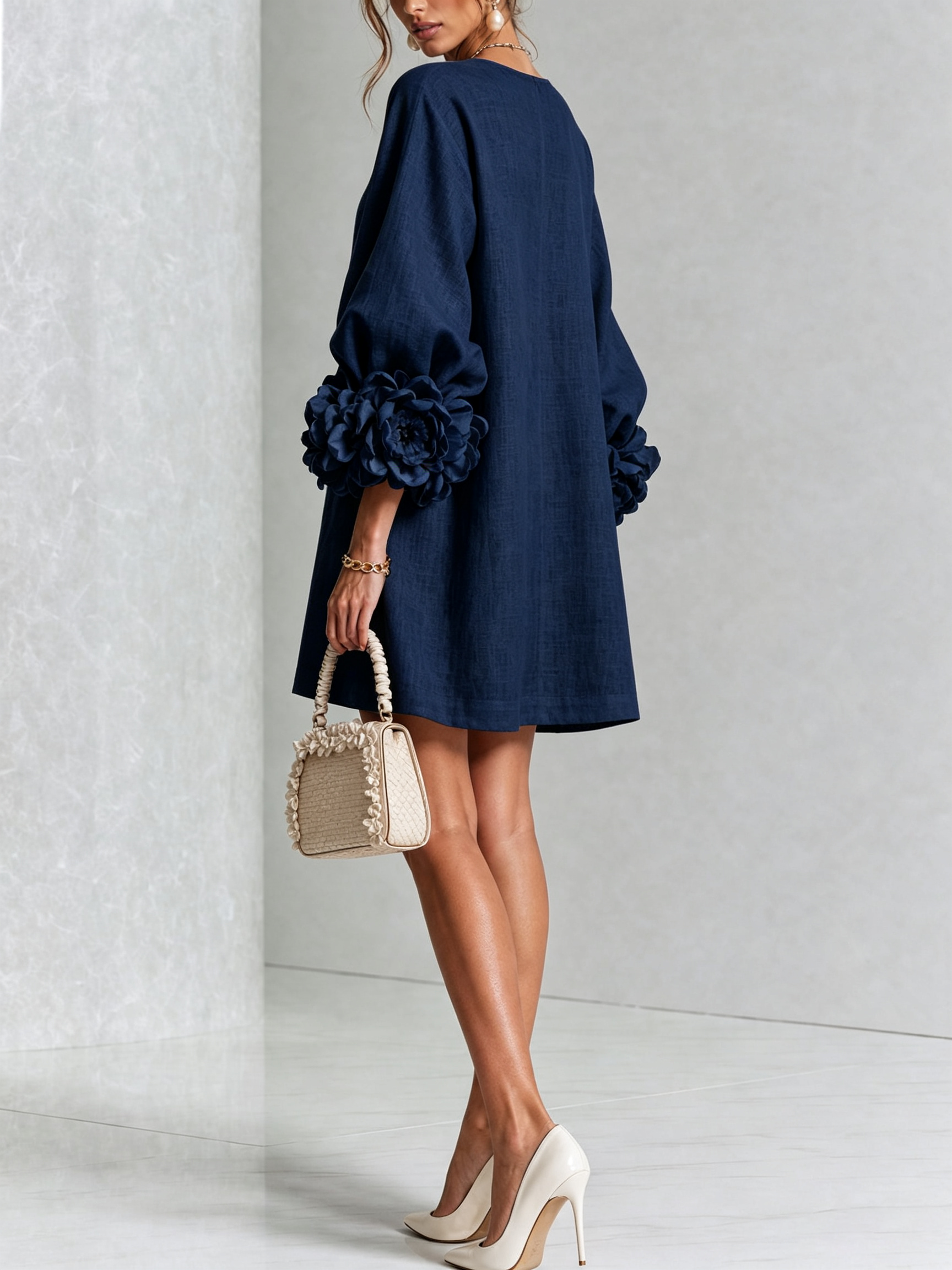 Lena Cuffed Mini Shirt Dress