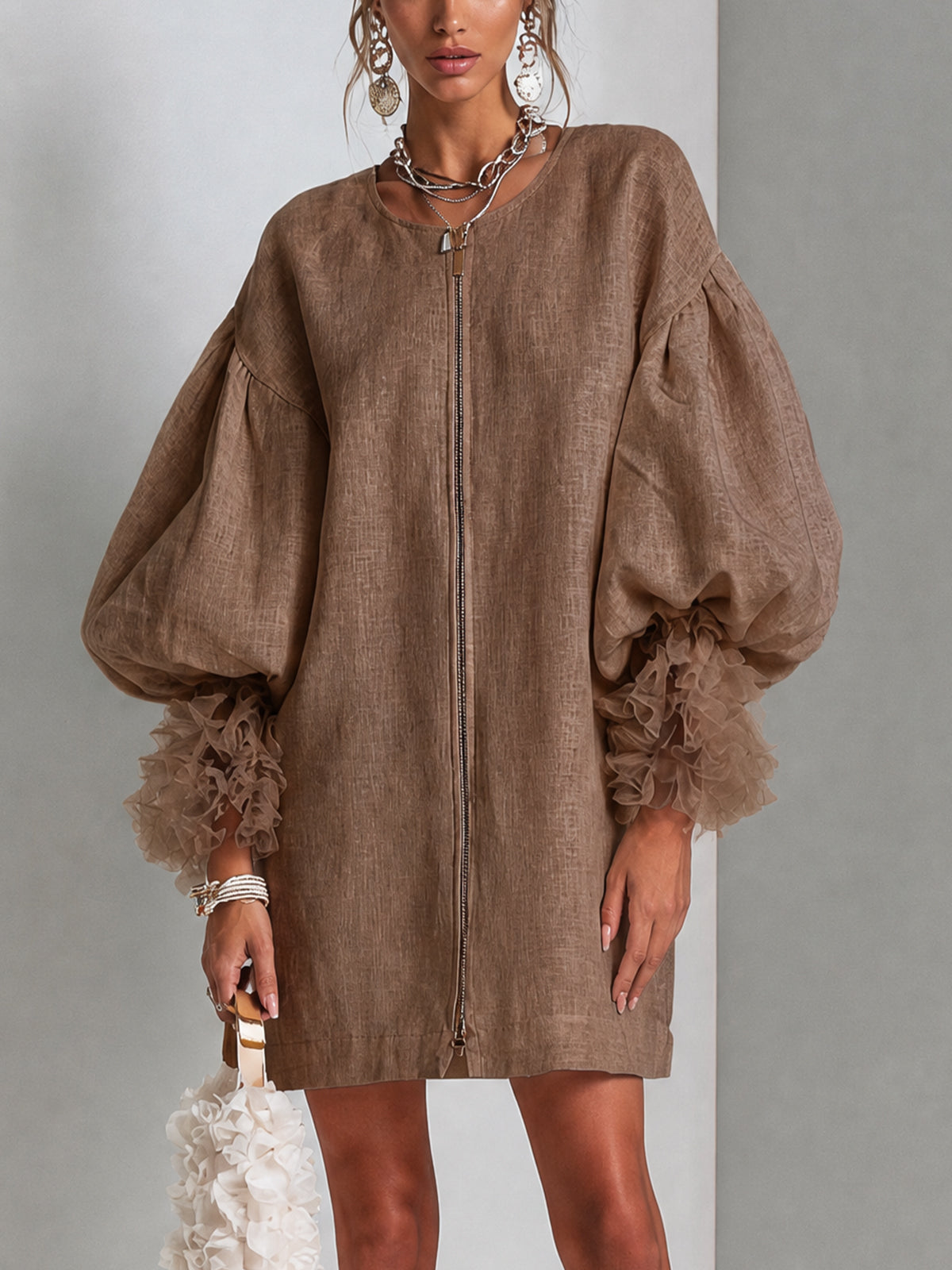 Maeve Zip-Front Mini Dress