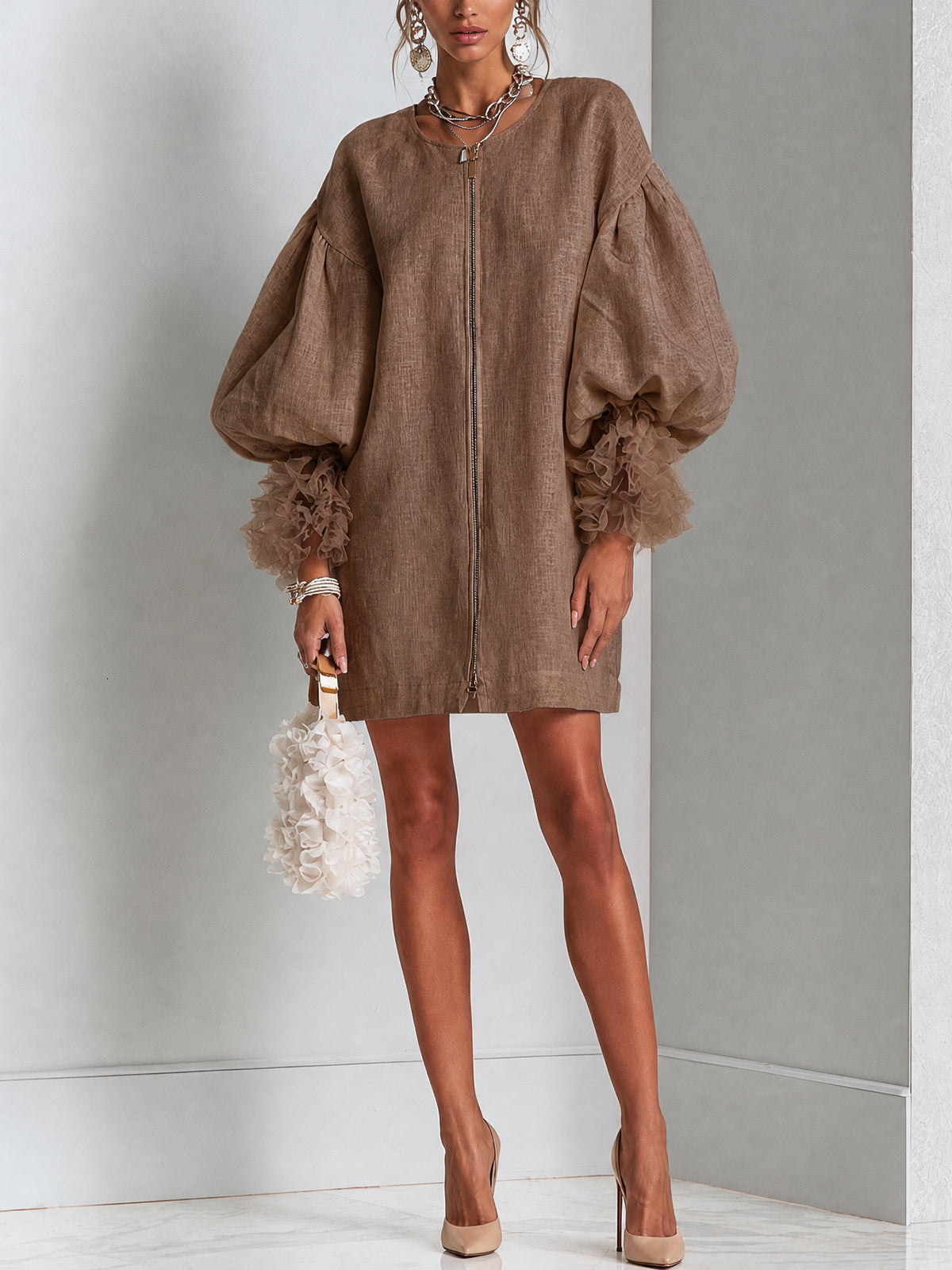 Maeve Zip-Front Mini Dress