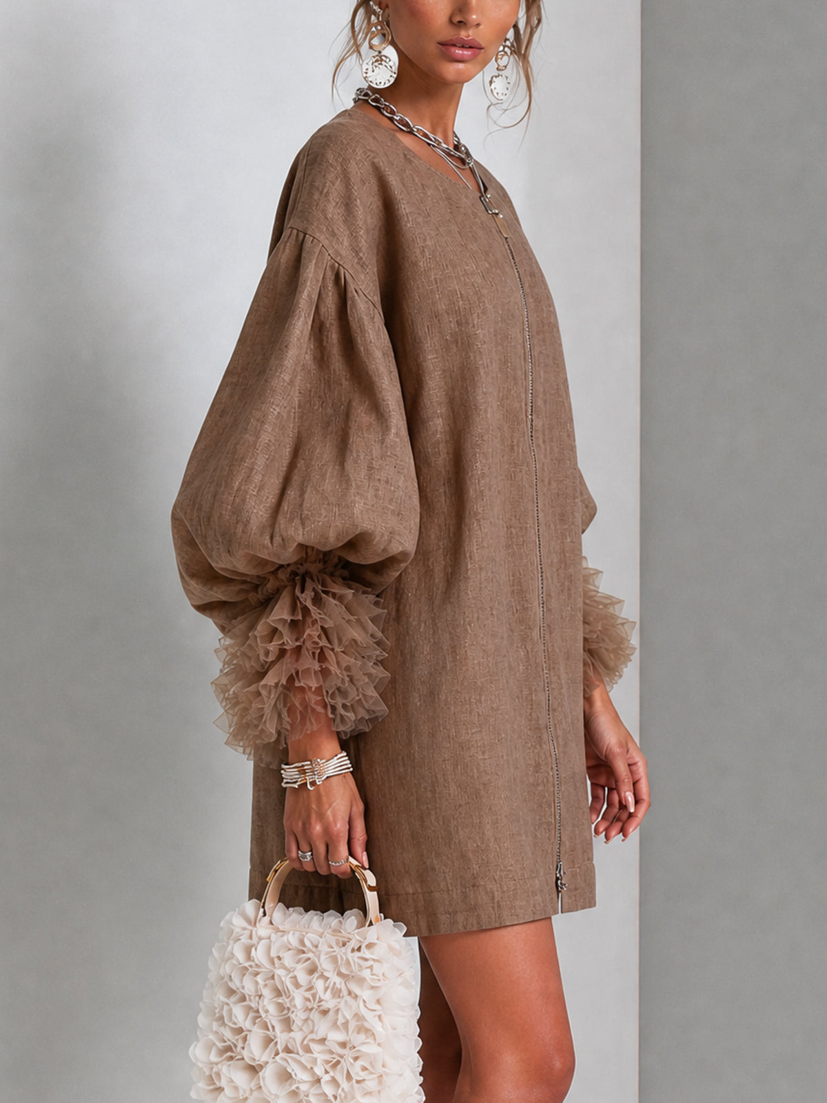 Maeve Zip-Front Mini Dress