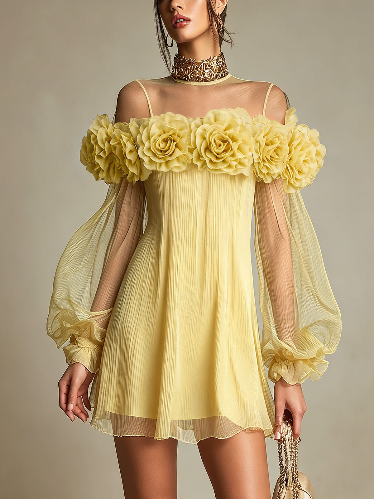 Mira 3D Floral Mini Dress