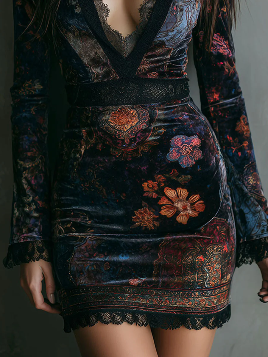 Mira Fitted V-Neck Mini Dress