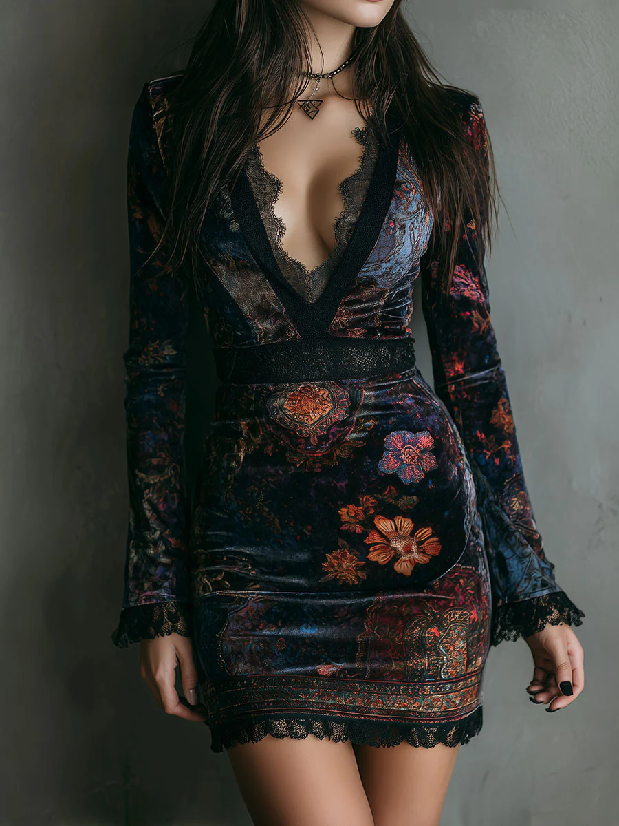 Mira Fitted V-Neck Mini Dress
