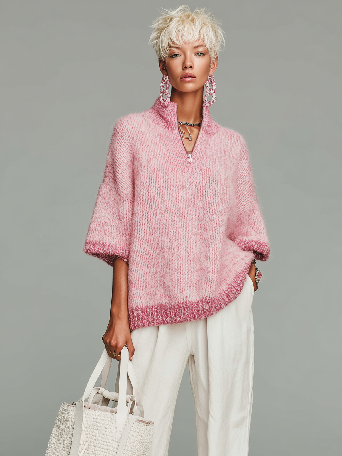 Cressida™ Pink Zip Knit Sweater
