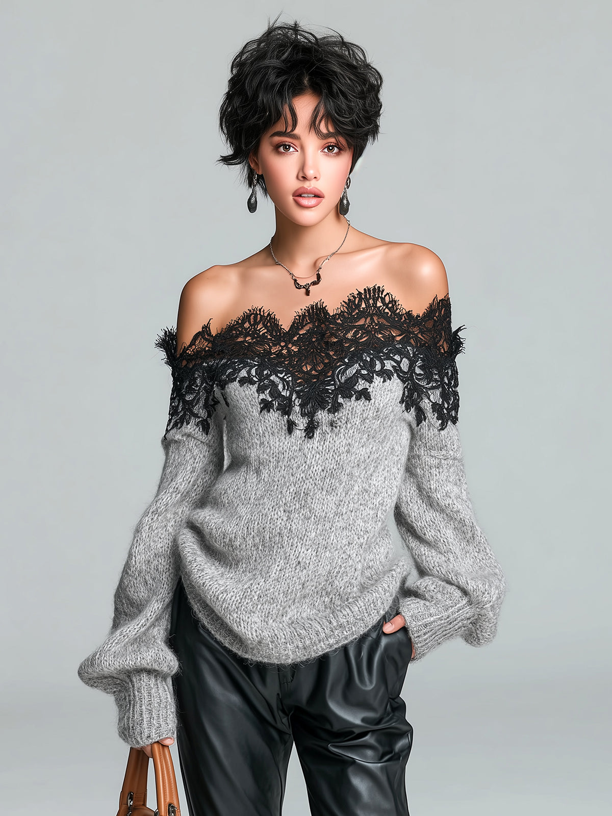 Livianne™ Lace Trim Oversized Sweater