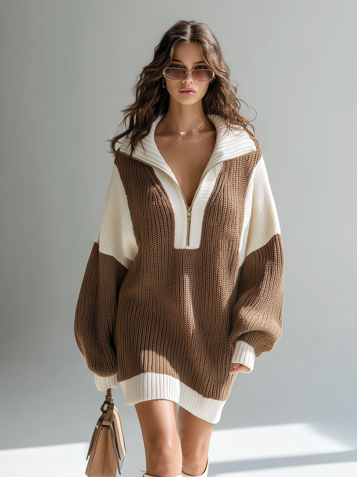 Rosamund™ Zip Colorblock Knit Mini Dress