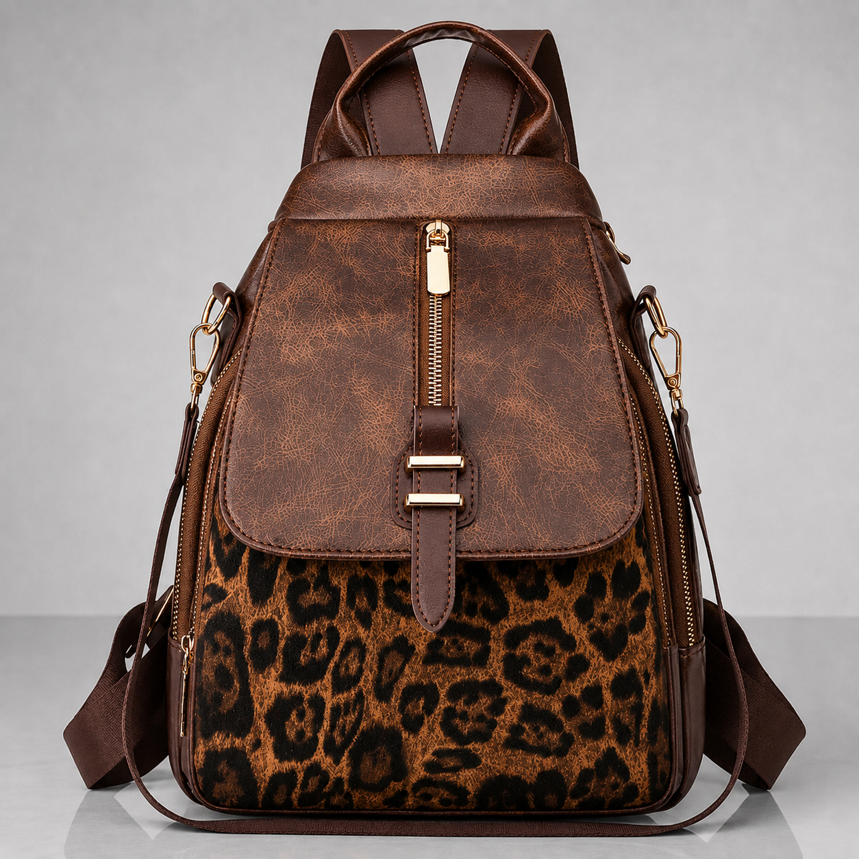 LILIAN LEOPARD LEATHER BACKPACK