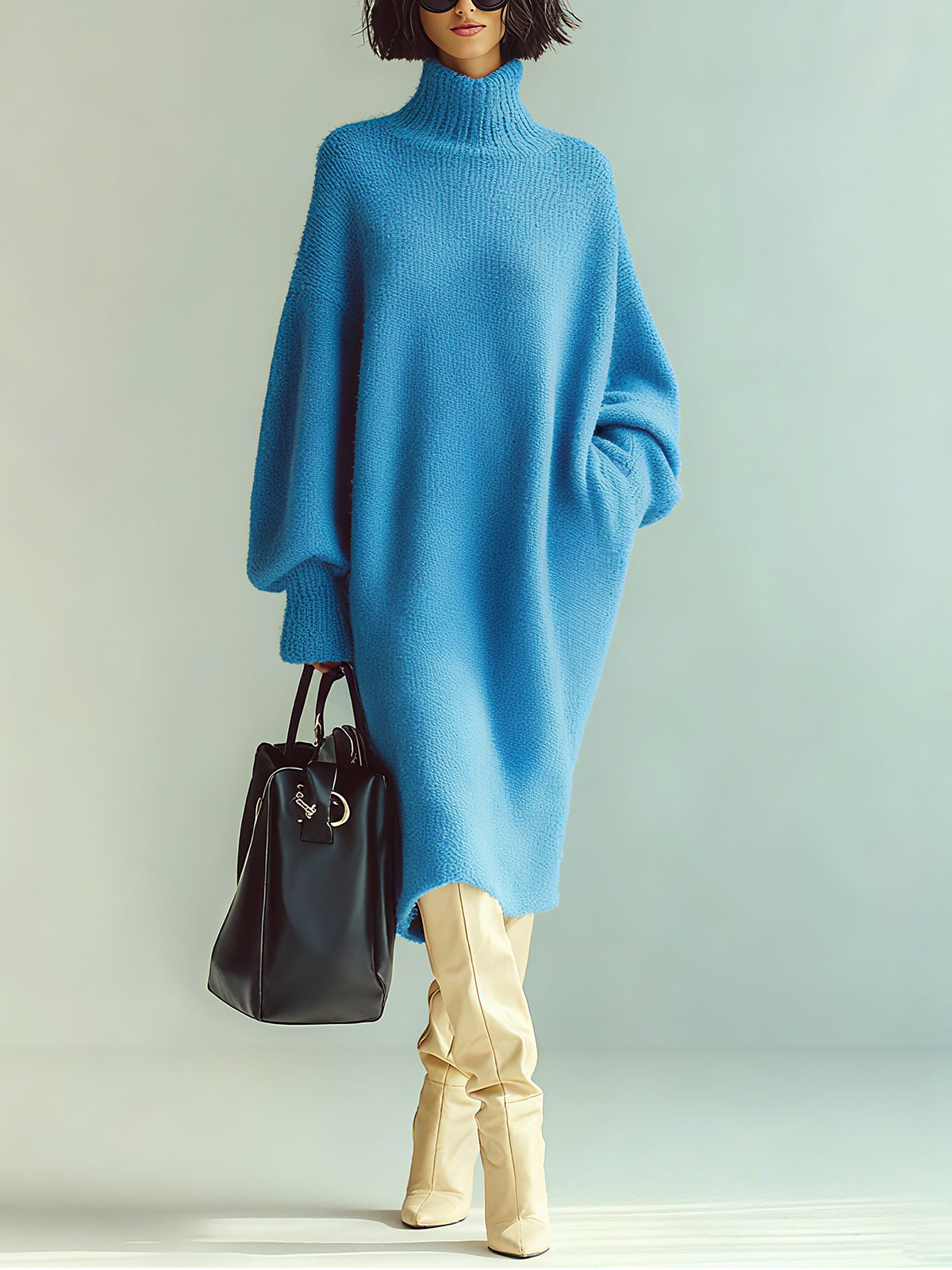 Philippa™ Oversized Turtleneck Midi Dress