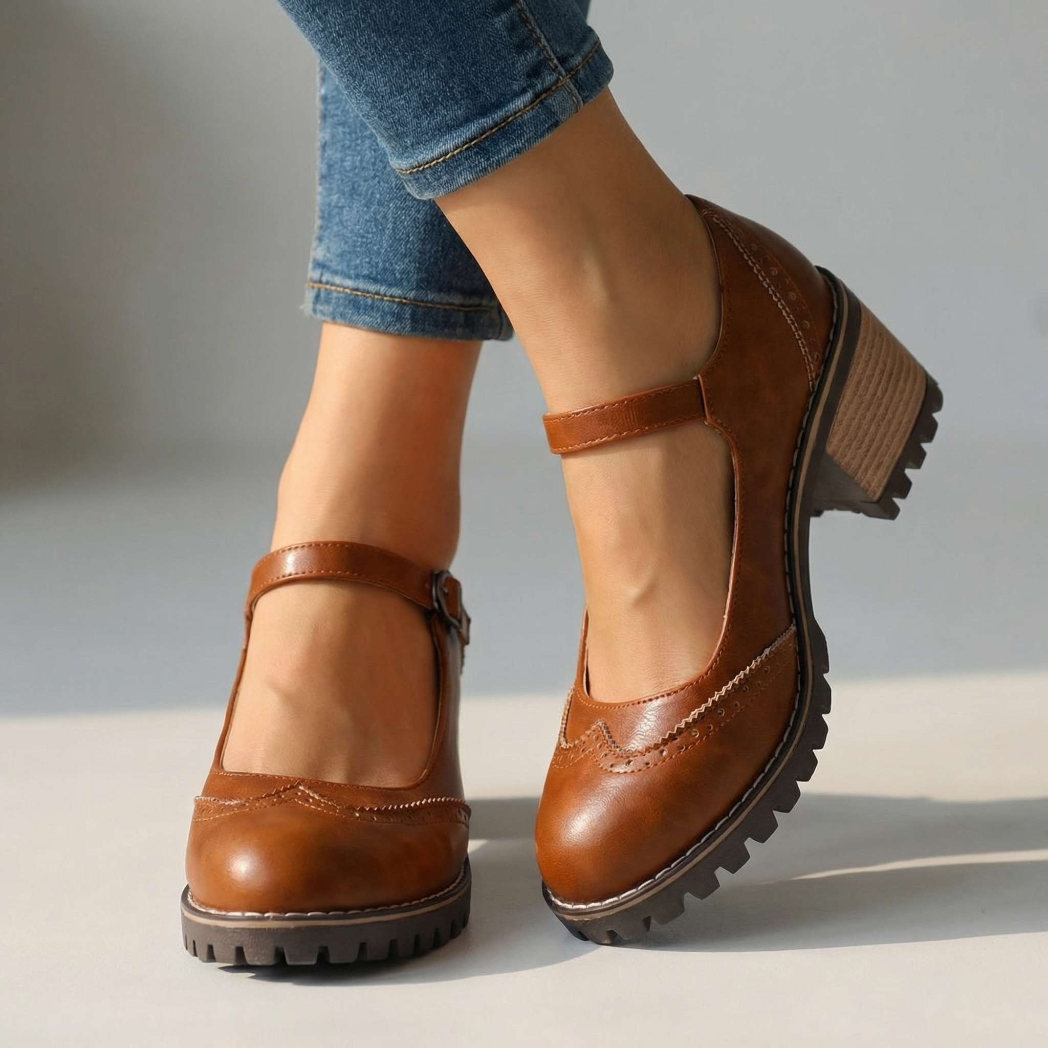 Marie | T-Strap Mary Jane Heels with Buckle