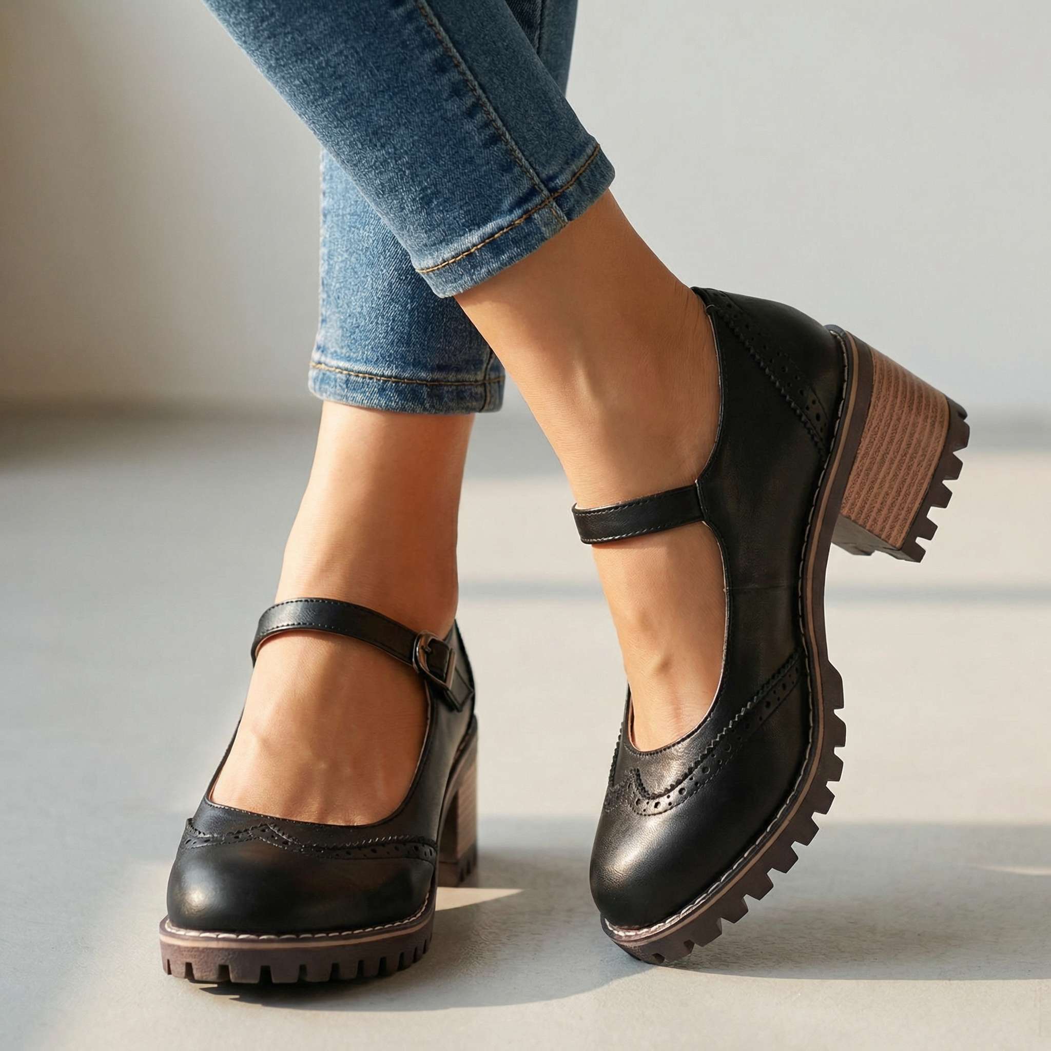 Marie | T-Strap Mary Jane Heels with Buckle