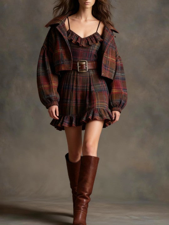 Talia Plaid Jacket Dress Set