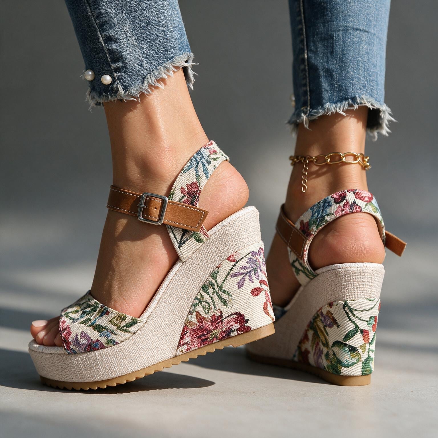 Daisy Buckle Platform Heels
