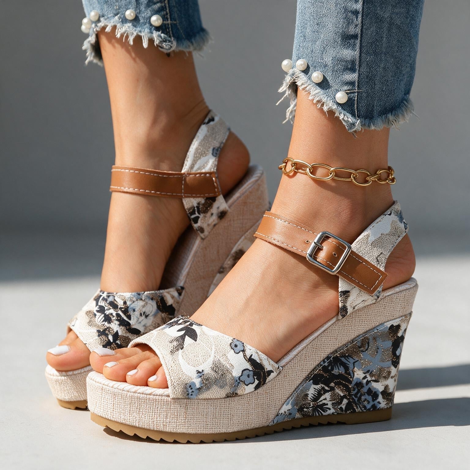 Daisy Buckle Platform Heels