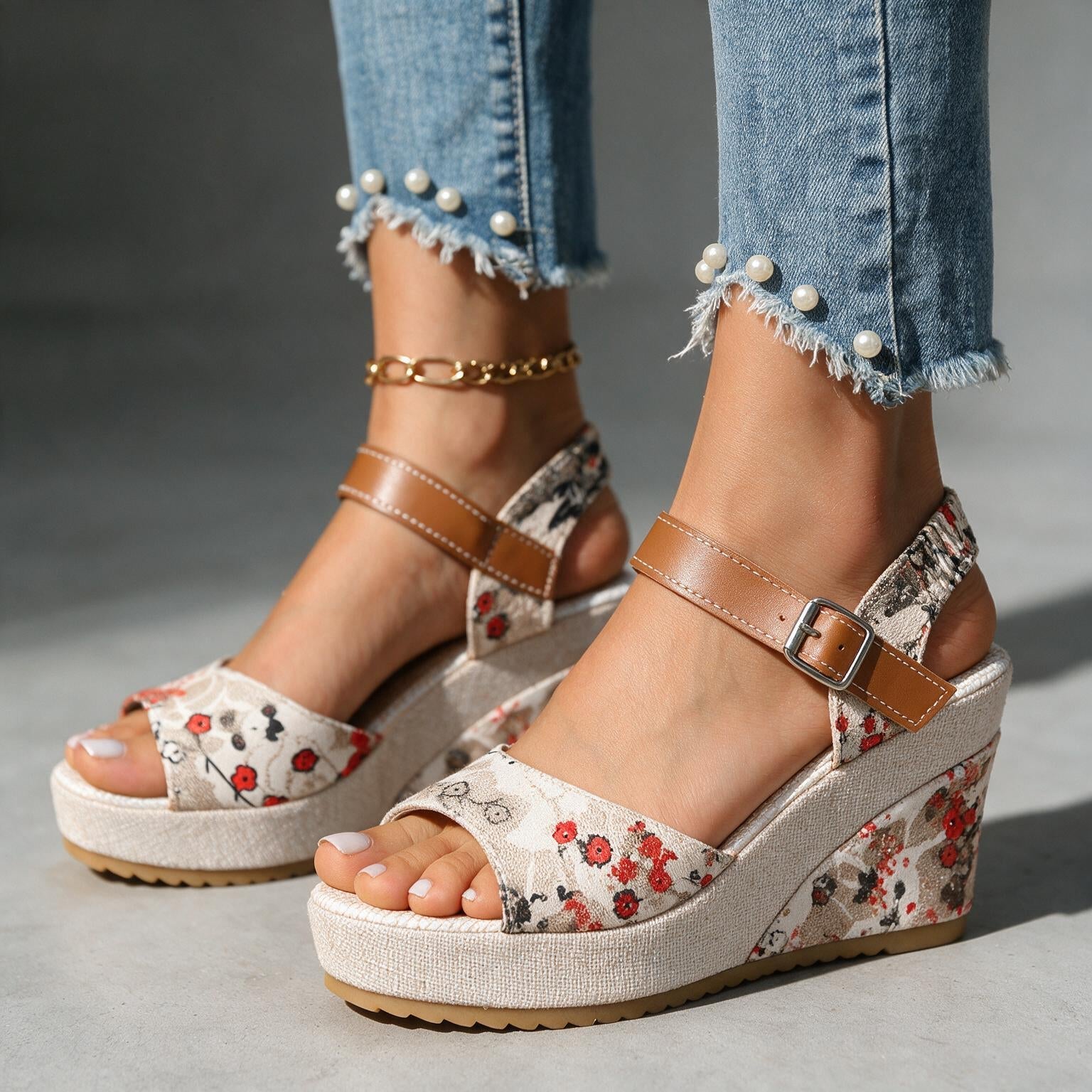 Daisy Buckle Platform Heels