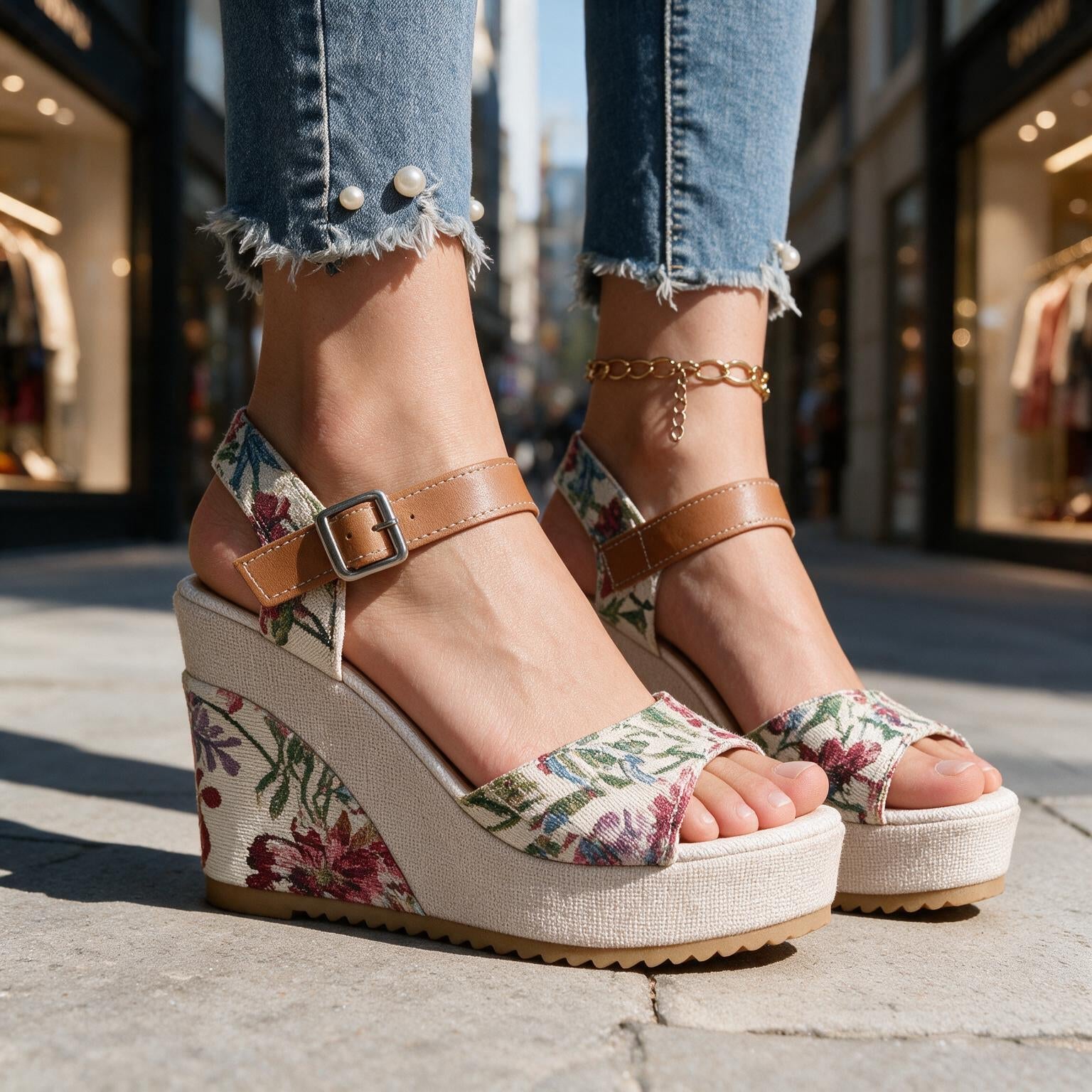 Daisy Buckle Platform Heels