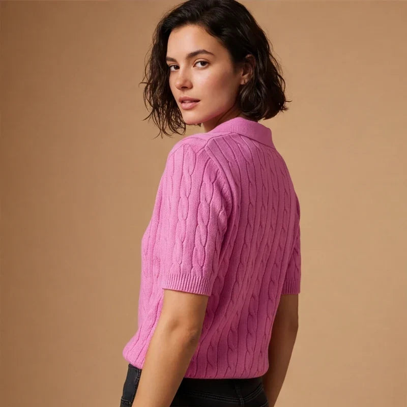 WHITNEY CABLE KNIT POLO