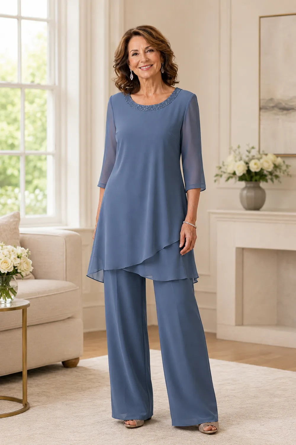 Marcella Asymmetric Tunic Formal Pant Set