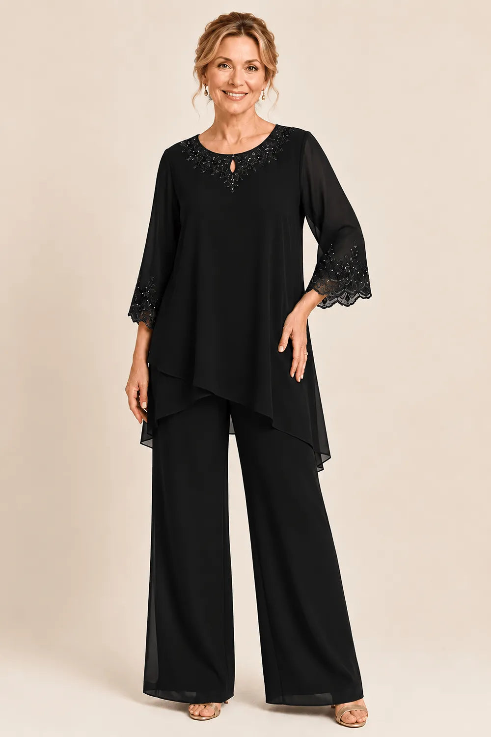 Graceful Embroidered Two Piece Formal Pant Set