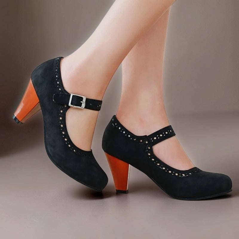 Genevieve | Colourful Mary Jane Heels with Adjustable Strap
