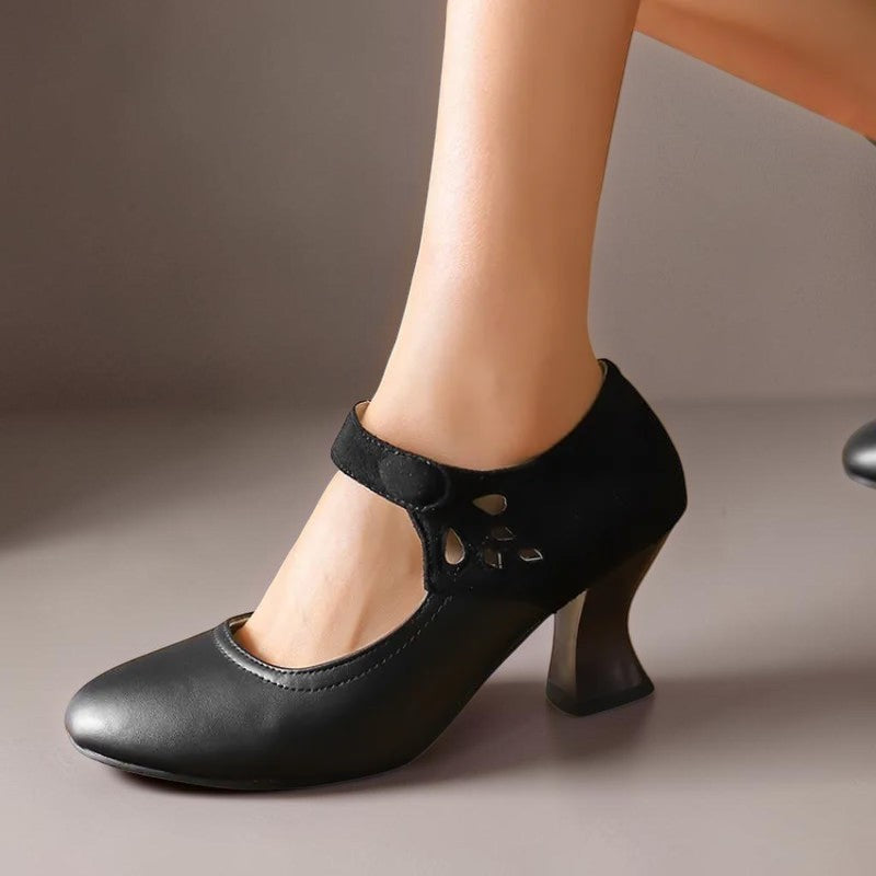 Antonia | Suede Round-Toe Ankle-Strap Heels