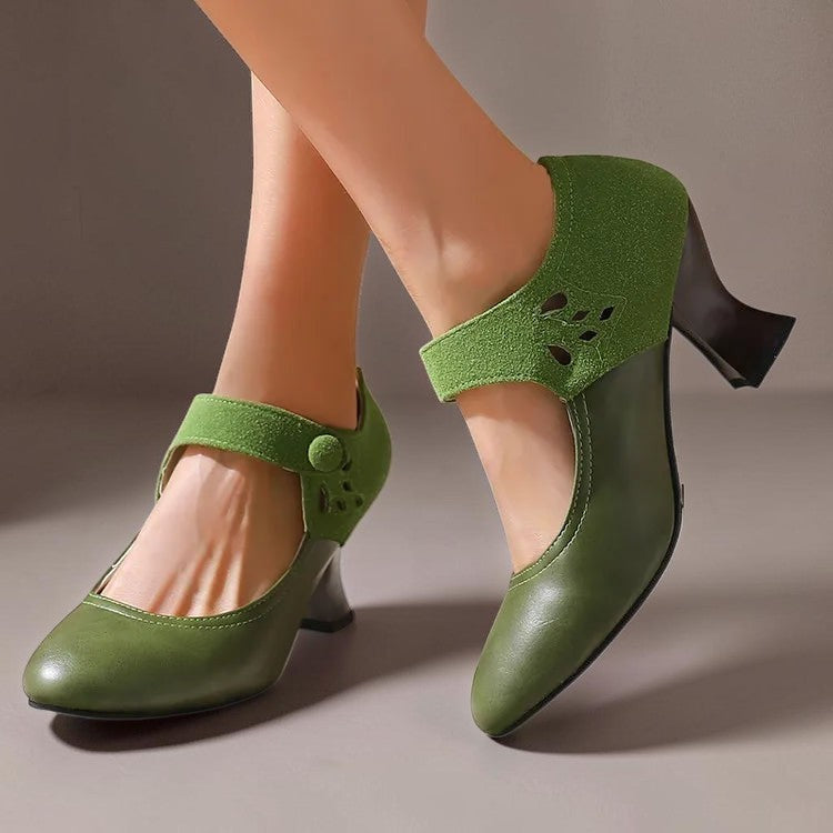 Antonia | Suede Round-Toe Ankle-Strap Heels