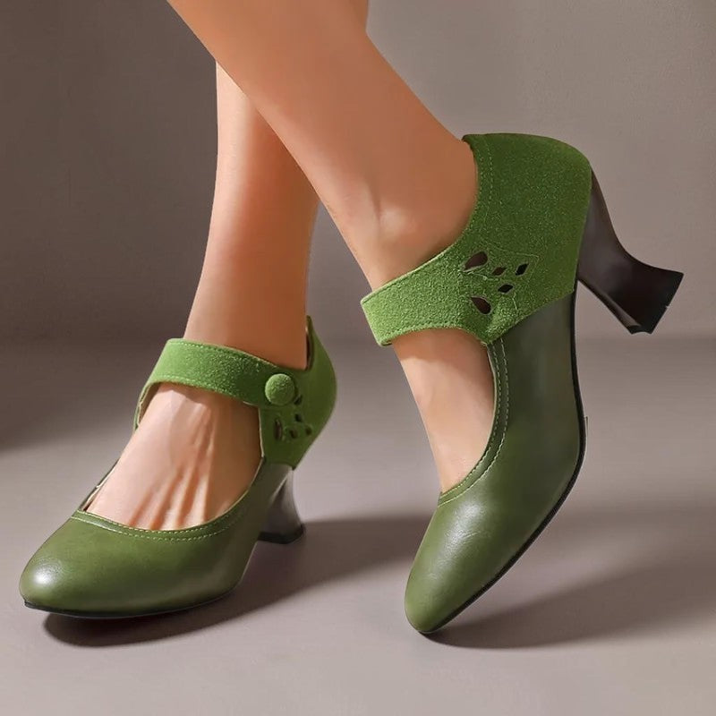 Antonia | Suede Round-Toe Ankle-Strap Heels