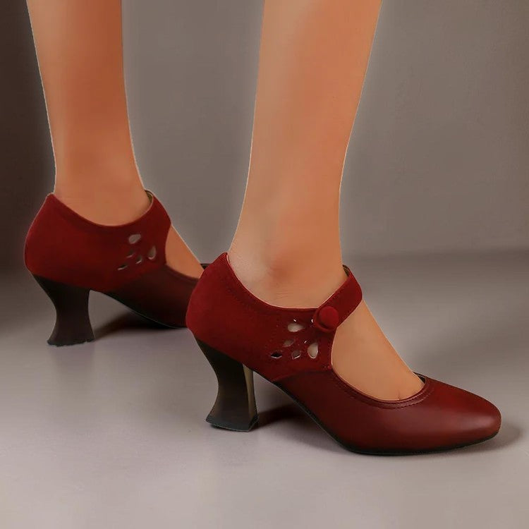 Antonia | Suede Round-Toe Ankle-Strap Heels