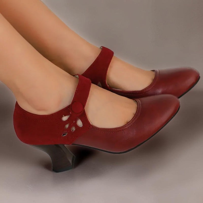 Antonia | Suede Round-Toe Ankle-Strap Heels