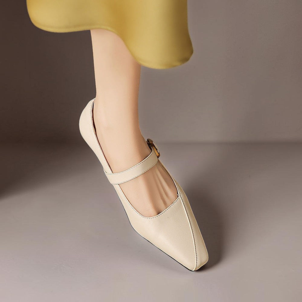 Zorae | Paneled Mary Jane Block Heel with Gold Buckle