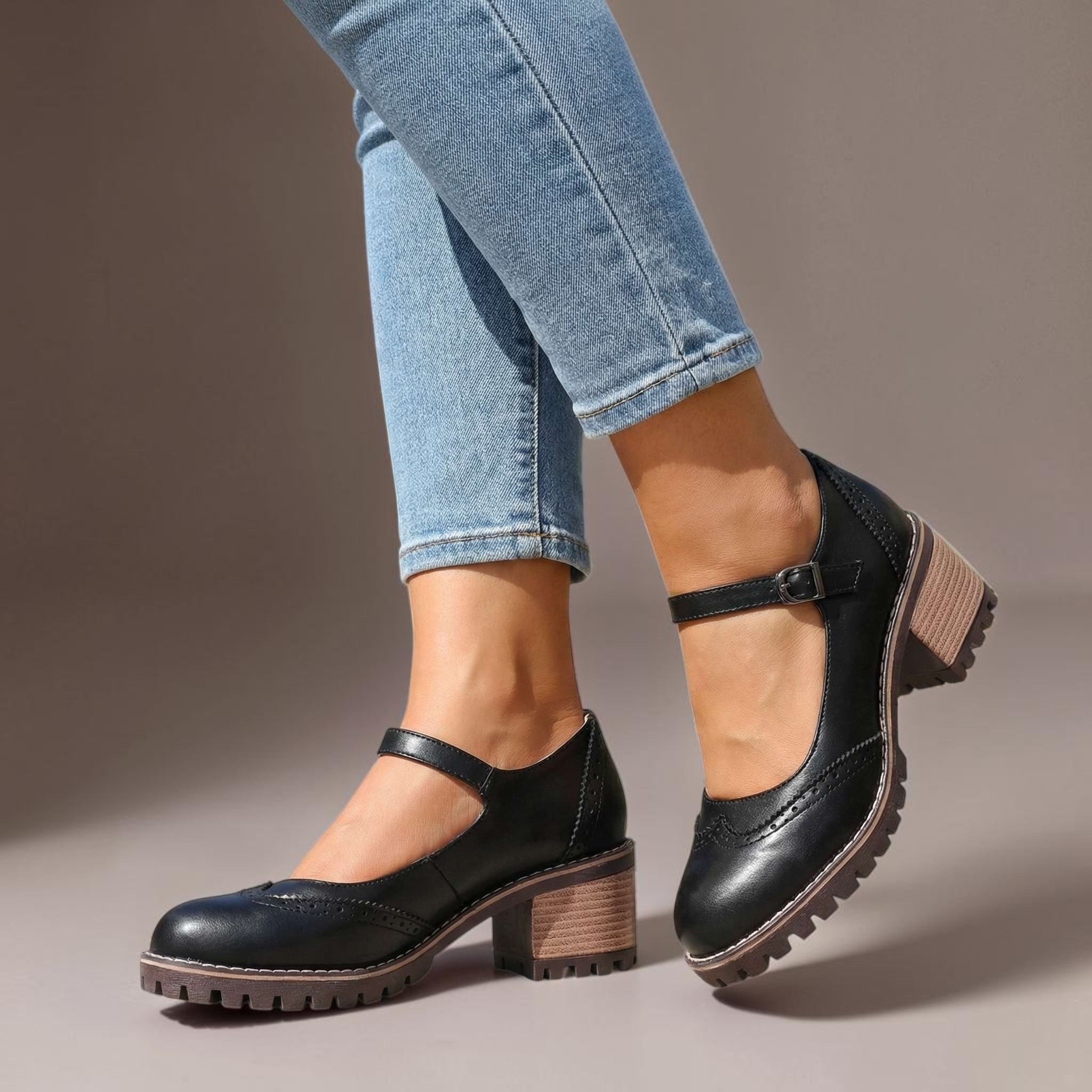 Marie | T-Strap Mary Jane Heels with Buckle