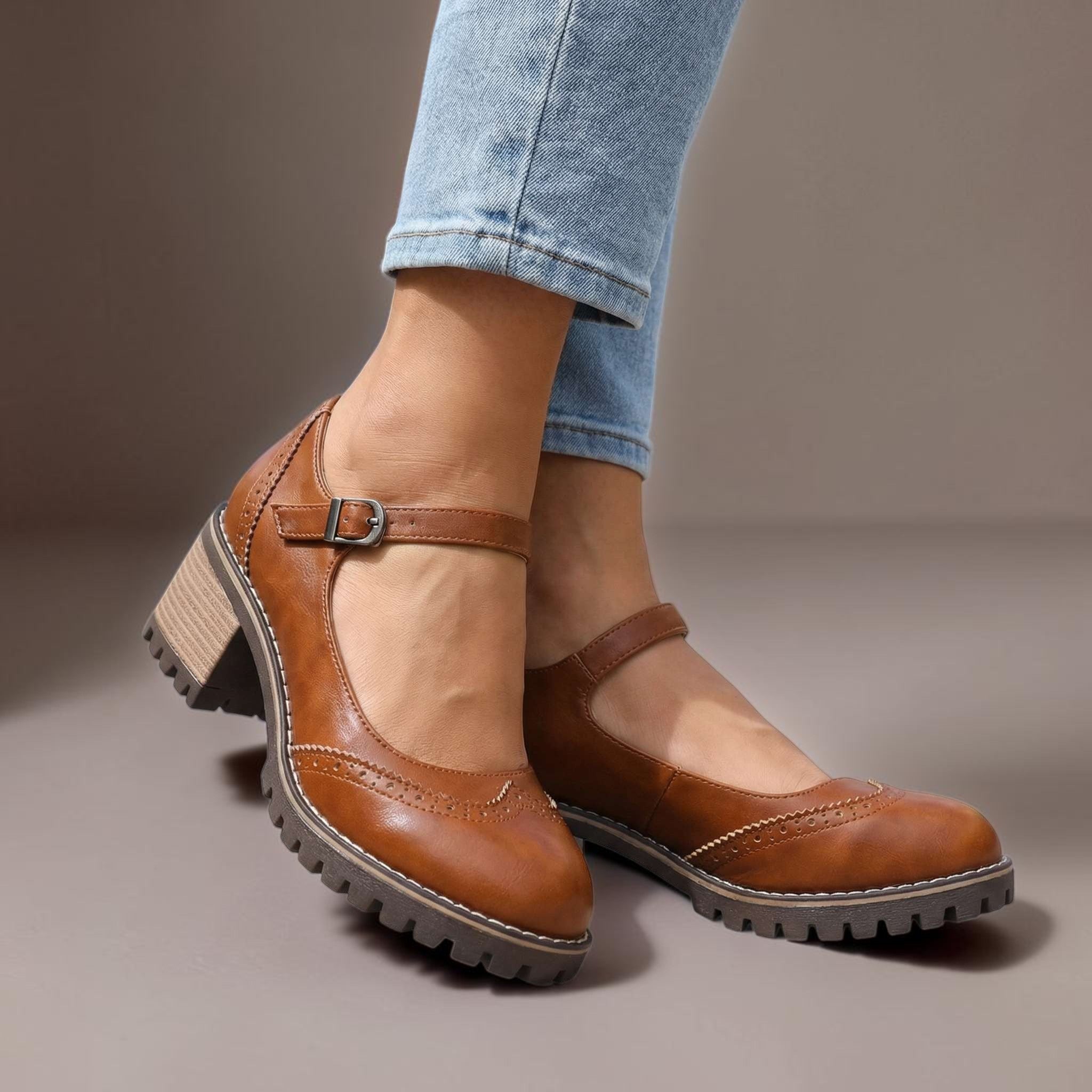 Marie | T-Strap Mary Jane Heels with Buckle