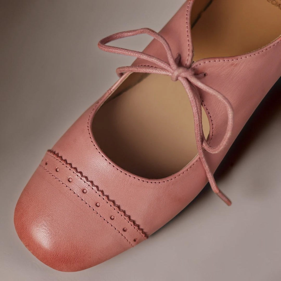 Constance | Carved Leather Oxfords with Low Block Heel