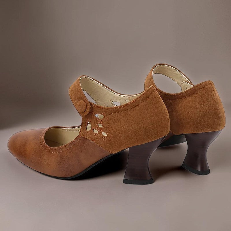 Guinevere | Victorian Button Strap Heels