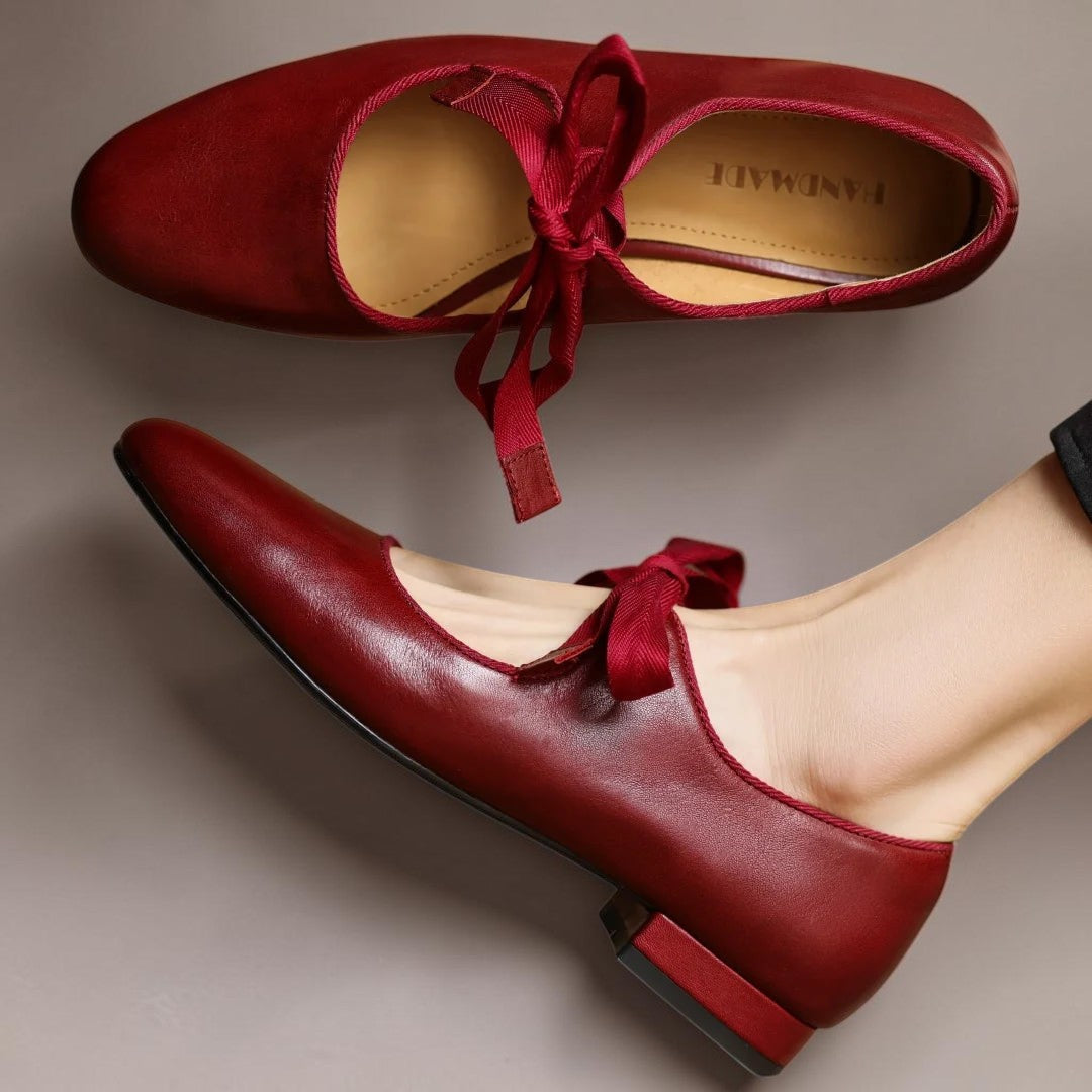 Rosamund | Leather Bow Mary Jane Flats