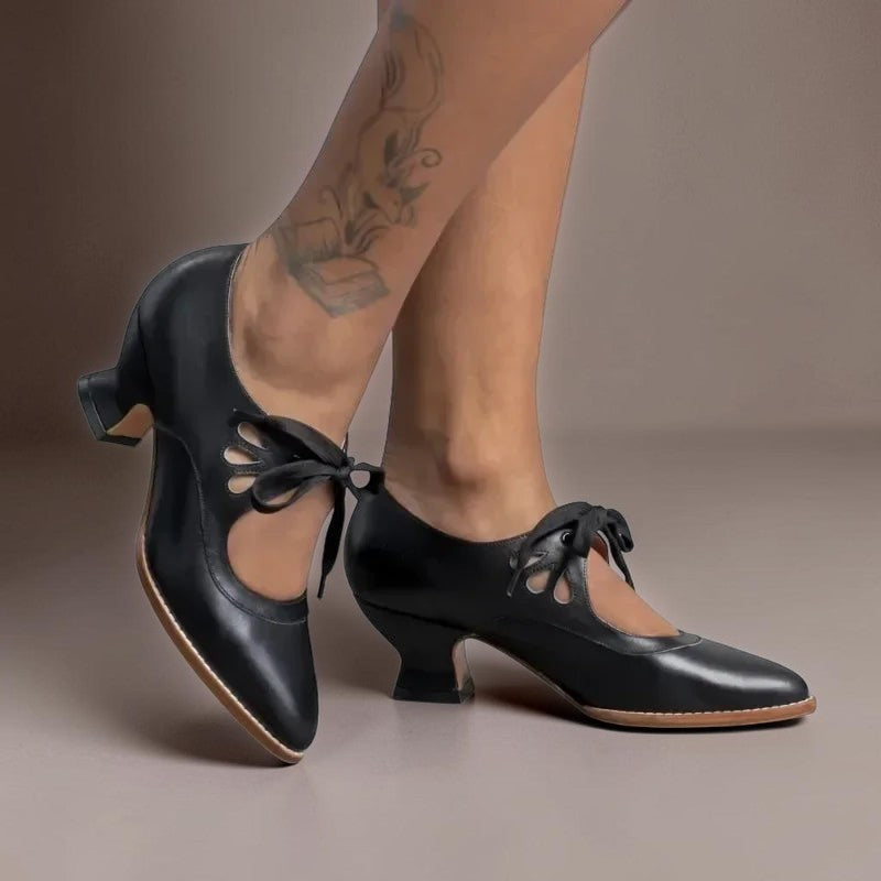 Rosalind | Vintage Lace-Up Mary Jane Pumps